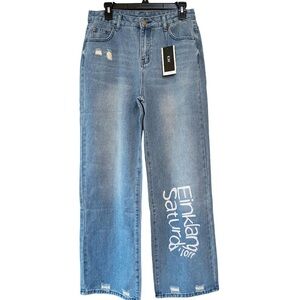 Emmiol Einklang Saturdays Off Wide Leg Baggy Boyfriend Jeans Blue Size Medium